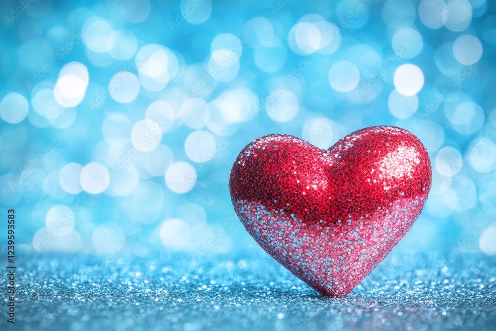Fototapeta premium A lone red heart sits on a blanket of snow, fitting for winter-themed designs and messages