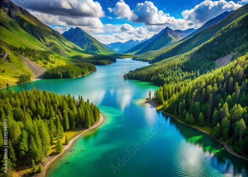 Aerial View of Aya Lake in Altai Krai, Russia photo