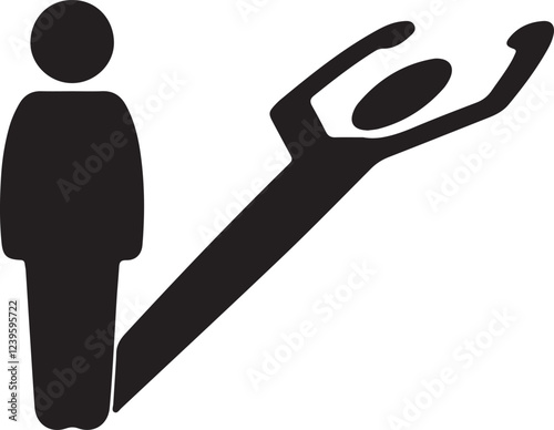 An illustration of a stickman standing with a joyful shadow in silhouette
