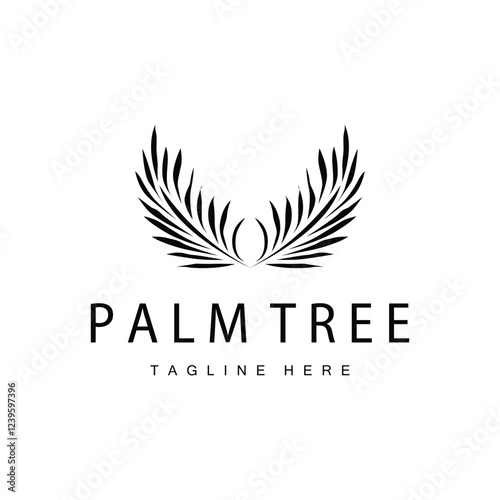 black silhouette palm tree plant logo design coconut tree illustration template icon tree beach