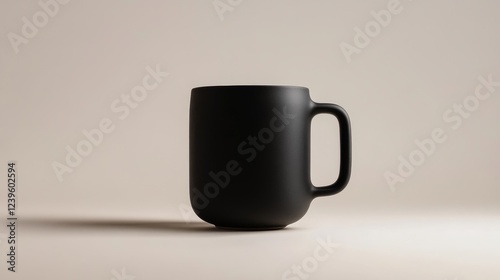 Matte black coffee mug on white background