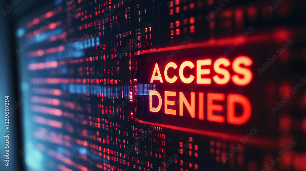 Access Denied Security Warning Red Alert on Computer Screen Access Denied Security Warning Red Alert on Computer Screen