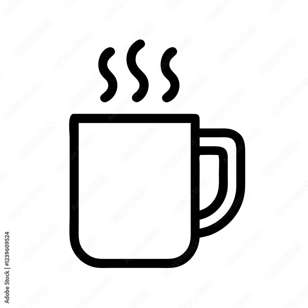 Simple Coffee Mug Icon: Steam Rising, Warm Brew, Cozy Vibe, Perfect for Cafe Menus, Websites, and Simple Coffee Mug Icon: Steam Rising, Warm Brew, Cozy Vibe, Perfect for Cafe Menus, Websites, and