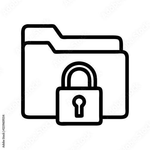 Secure Folder Icon: Padlock Protection, Data Privacy, Digital Safety, File Security, Confidential   