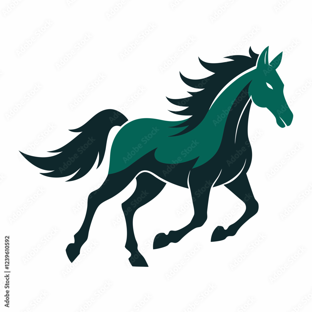 Fototapeta premium Majestic Galloping Horse Silhouette: Dynamic Equestrian Motion, Powerful Freedom, Wild West Spirit, 