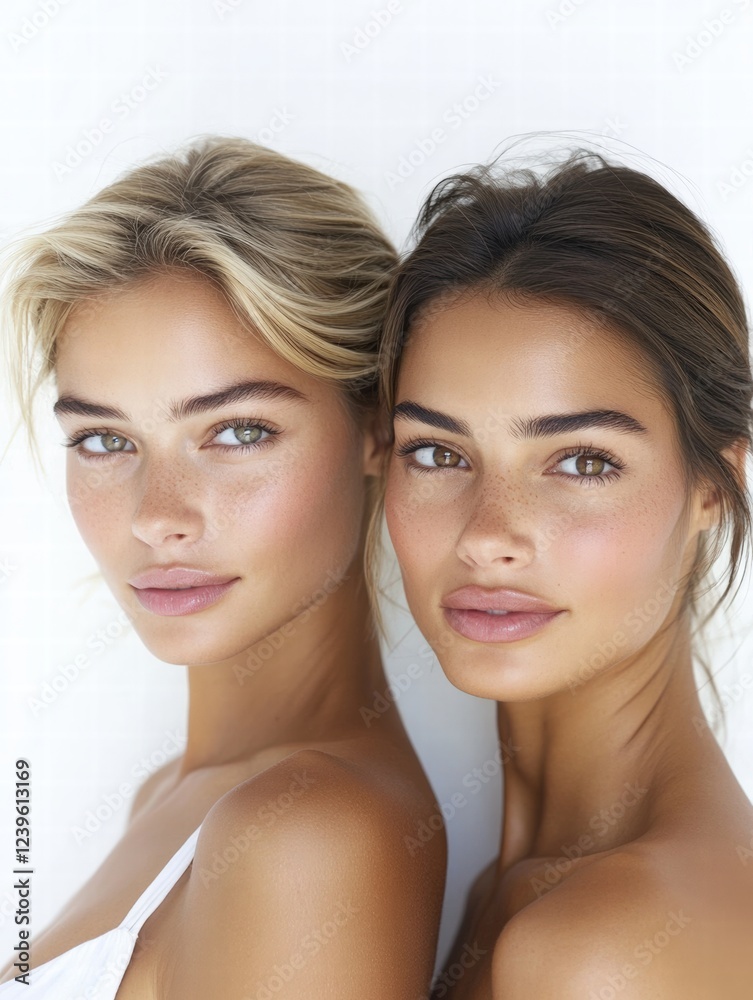 Two women share charming smiles in a cozy, illuminated space, radiating joy and connection in their candid moment. Two women share charming smiles in a cozy, illuminated space, radiating joy and connection in their candid moment.