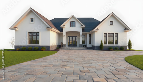 Design house with stone driveway , with white tonespng