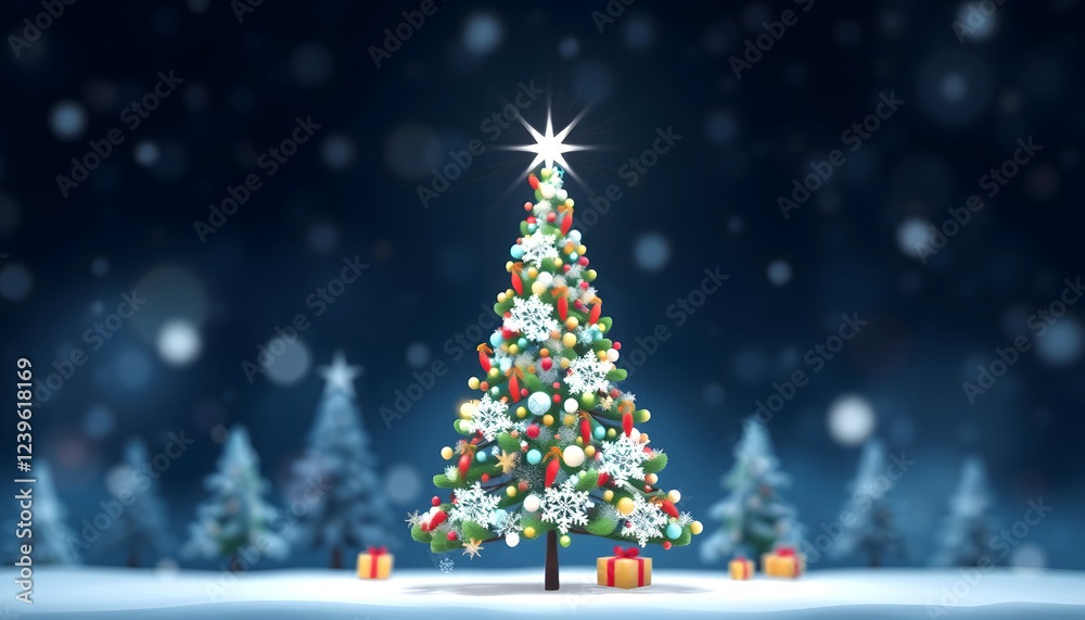 Obraz premium Abstract fantasy festive christmas tree background header wallpaper background 3d illustration , with white tonespng