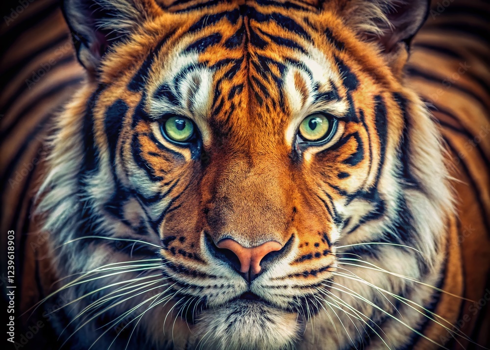 Fototapeta premium Captivating Tiger Eyes Captured in Vintage Style