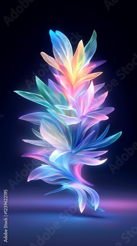 Glowing Colorful Plant Abstract Digital Art