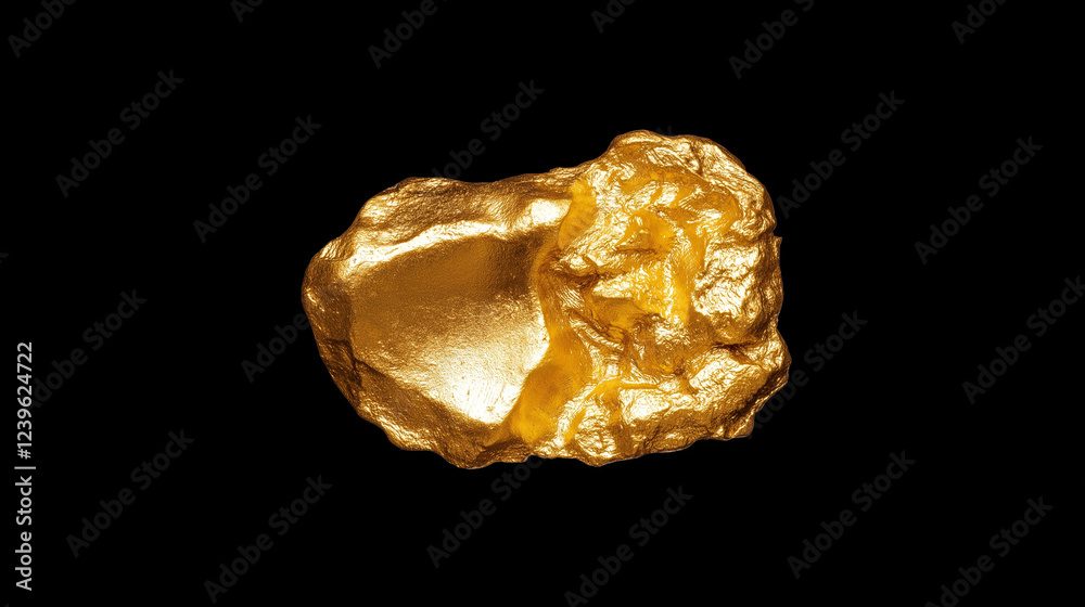 bright gold nugget isolated on black background bright gold nugget isolated on black background