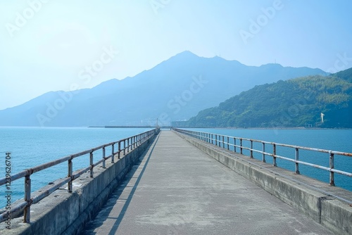 Pier and mountain.