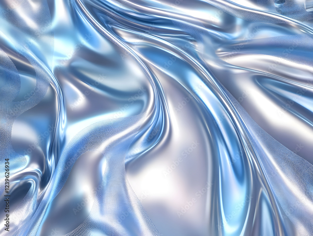 Obraz premium Abstract Blue and Silver Fabric Drape
