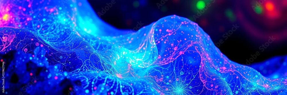 Fototapeta premium Colorful glowing abstract wave pattern with luminous details and vibrant colors representing energy and motion