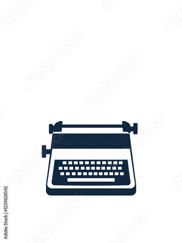 Teletype, typing machine silhouette vector icon illustration on white background. photo