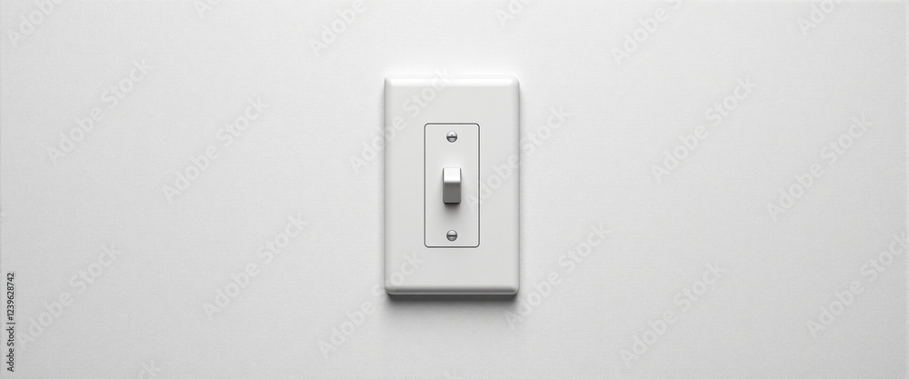 Light switch on a plain white wall representing energy conservation and awareness during Earth Hour Light switch on a plain white wall representing energy conservation and awareness during Earth Hour
