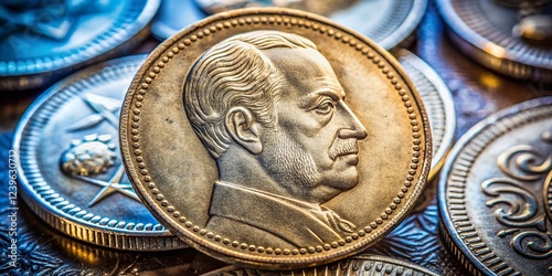 Close-up View of a Spanish One Peseta Coin from 1966