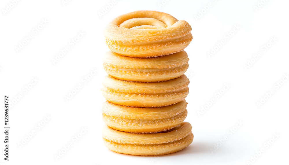 Golden color stack of milky buns pastry isolated on white background Golden color stack of milky buns pastry isolated on white background