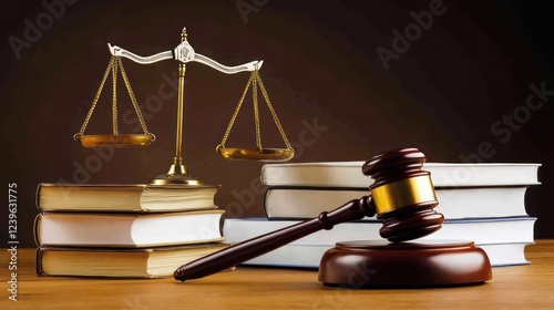 Scales of Justice Gavel Books Legal Symbolism photo