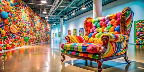 Wallpaper Mural Colorful Candy-Themed Chair Installation in Modern Gallery Torontodigital.ca
