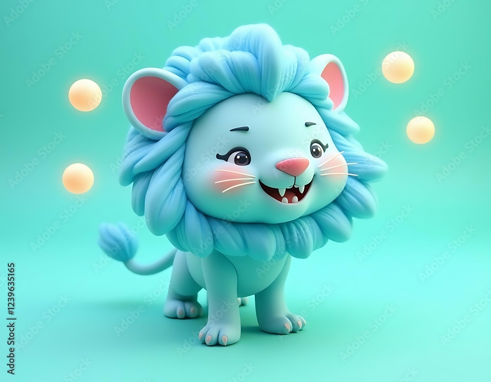 lion 3d cartoon blue lion 3d cartoon blue