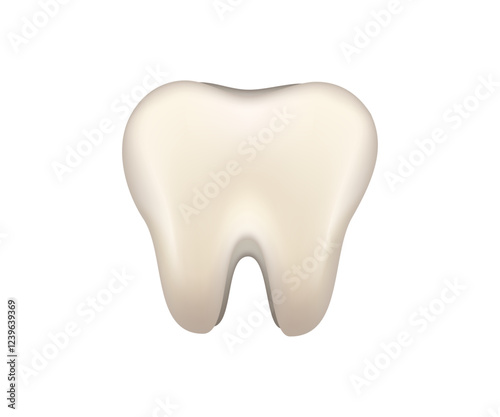 Tooth emoji 3D cartoon illustration. Dental care, protection and whitening. Dental symbol. Teeth care vector illustration. Oral hygiene sign. Dentist clinic logo