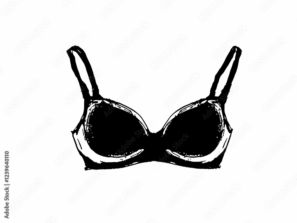 Monochrome Illustration of a Bra Design Monochrome Illustration of a Bra Design
