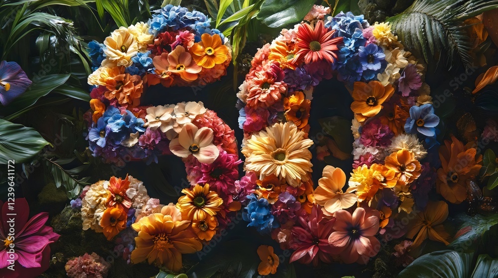 Fototapeta premium A flower arrangement with the number 50 written in it