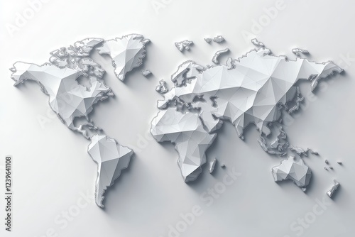 Flat vector illustration of a gray world map on a white background