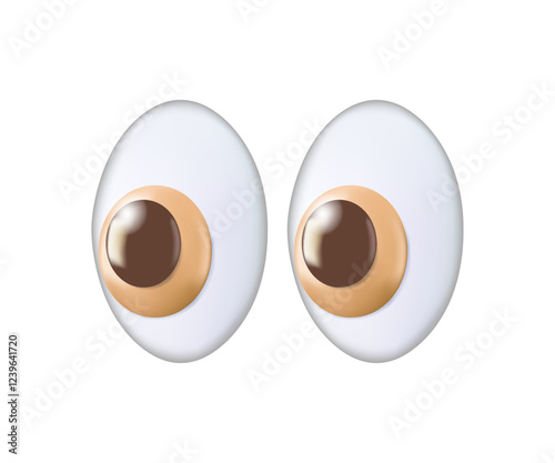 Eyes emoji 3D illustration. Eyeballs llustration. Social media reaction, emoji, emoticon. Funny cartoon isolated on white background. 3d realistic cartoon illustration 3D vector
