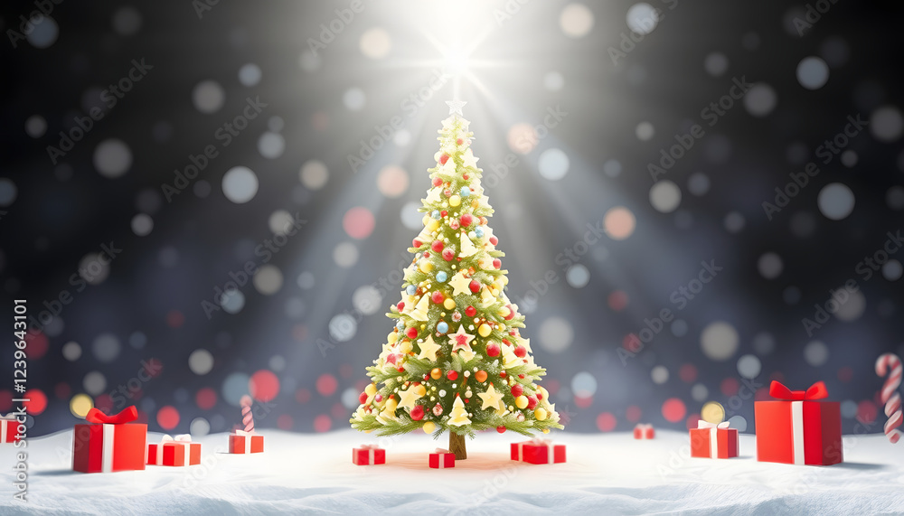 Obraz premium Abstract fantasy festive christmas tree background header wallpaper background 3d illustration , with white tonespng