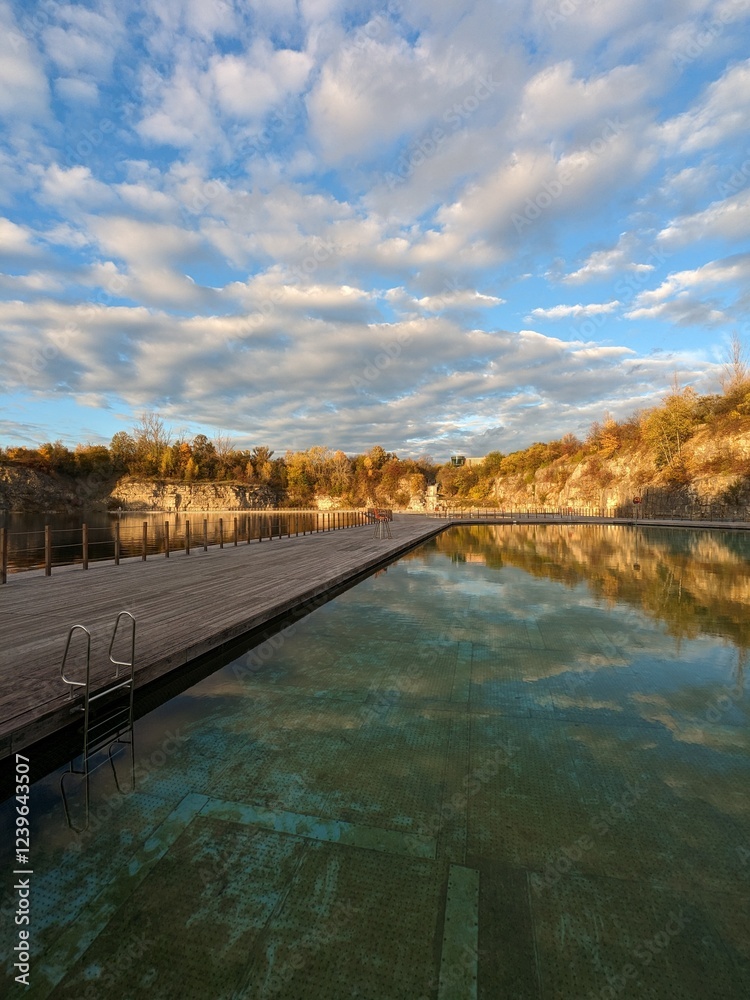 ZAKRZOWEK SWIMMING POOL, a turquoise-filled quarry near Krakow known as the Polish Maldives, popular for recreation and diving neak Krakow town ZAKRZOWEK SWIMMING POOL, a turquoise-filled quarry near Krakow known as the Polish Maldives, popular for recreation and diving neak Krakow town