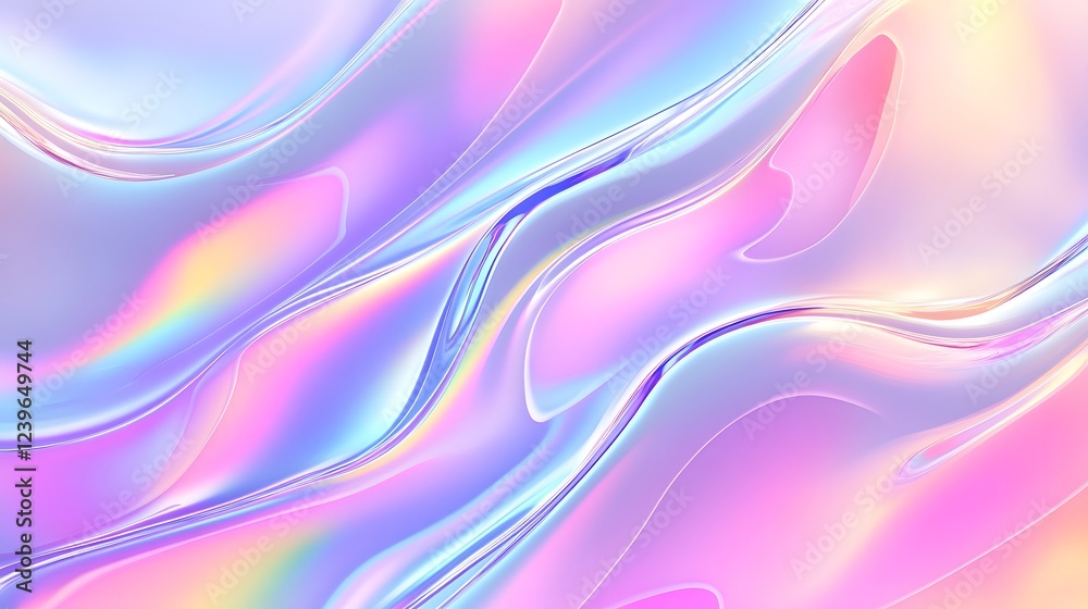 Fototapeta premium Abstract Iridescent Pastel Flowing Shapes