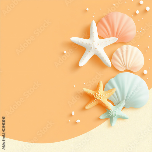 P Soft pastel orange background with cute sta photo