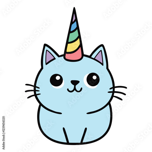 Unicorn cat vector art illustration