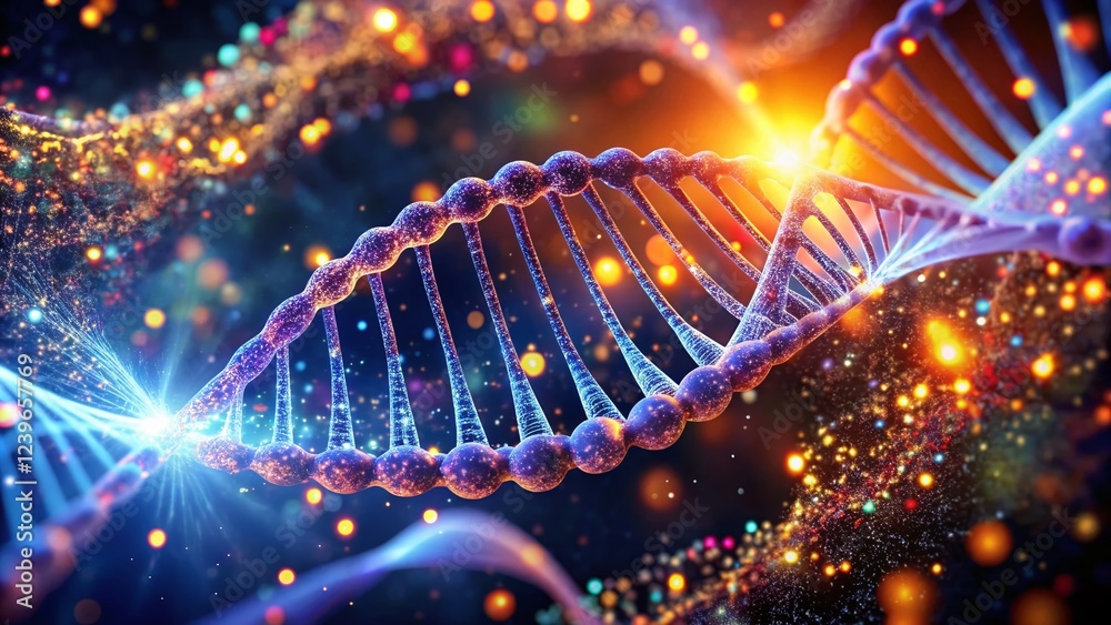 Discover the Secrets of Life: A Close-Up of DNA's Glowing Structure Discover the Secrets of Life: A Close-Up of DNA's Glowing Structure
