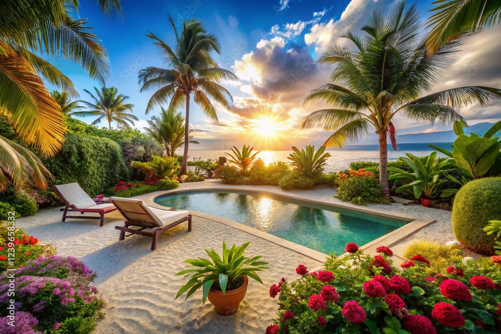 Fototapeta premium DIY Backyard Artificial Sand Beach: Create a Tropical Oasis at Home with Easy-to-Follow Steps