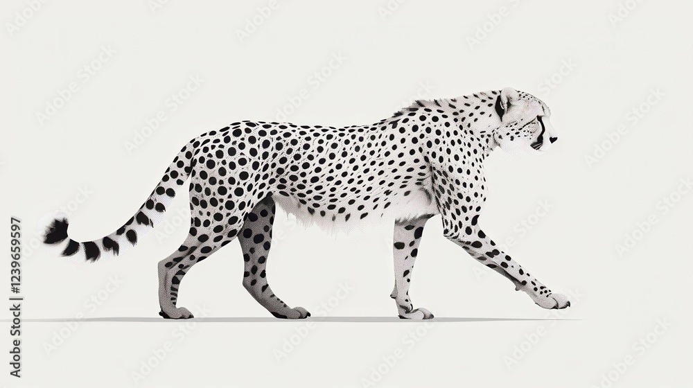 Cheetah in Profile Stylized Dotwork Illustration Cheetah in Profile Stylized Dotwork Illustration