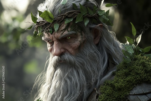 A druid, wise and ancient, attuned to nature and endowed with the ability to turn into beasts photo