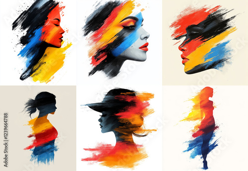 Colorful Abstract Fashion Portraits with Brushstroke Style photo