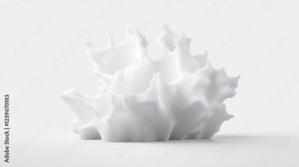 White Abstract 3D Printed Sculpture on White Background White Abstract 3D Printed Sculpture on White Background