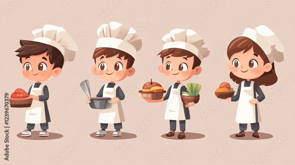 Cheerful and Friendly Kids Representing Different Professions - Royalty-Free Vector Illustration for Children's Books, School Projects, and Education Cheerful and Friendly Kids Representing Different Professions - Royalty-Free Vector Illustration for Children's Books, School Projects, and Education