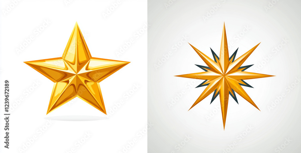 Obraz premium Minimalist Gold Star Design with Sharp Lines