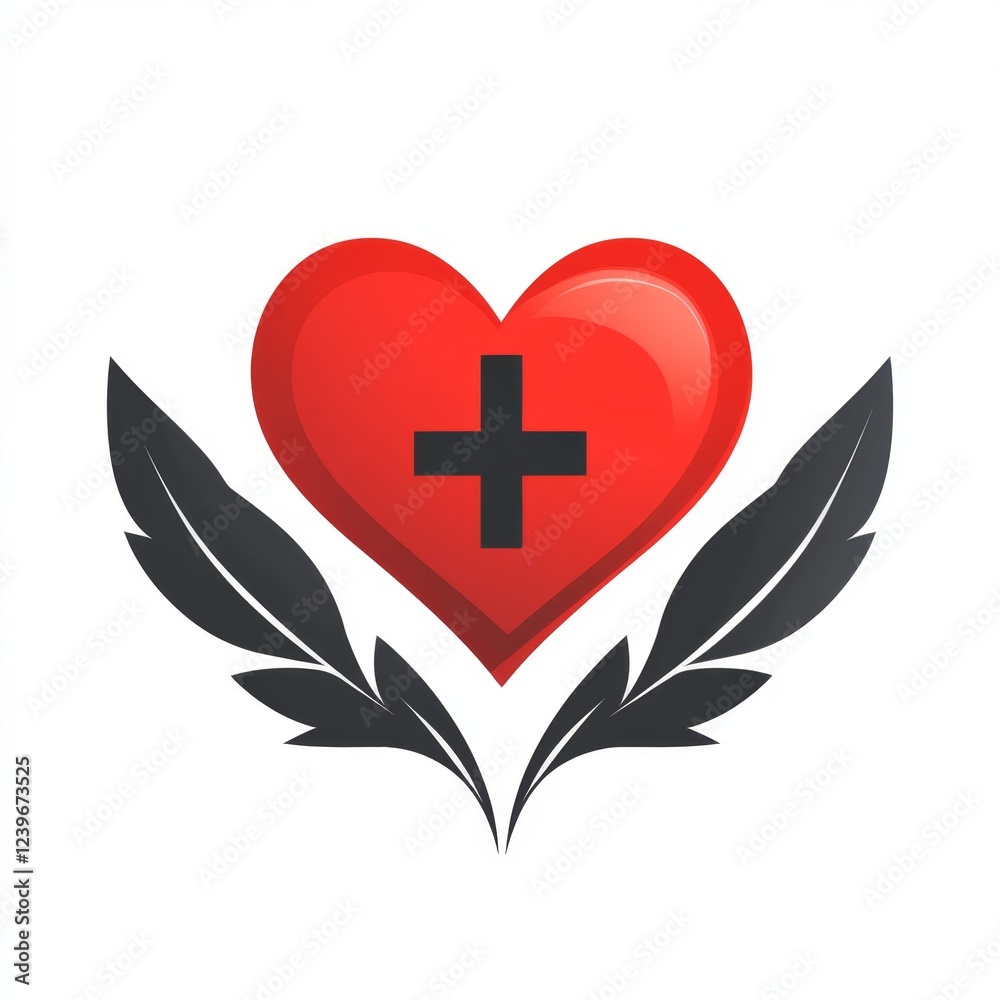 Heart Icon with Wings for Health App Logo Design Heart Icon with Wings for Health App Logo Design