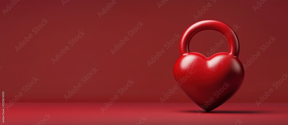 Heart Lock on Red: A symbolic red heart-shaped padlock stands against a rich maroon backdrop, suggesting themes of love, security, and commitment. The image is minimalist and evocative. Heart Lock on Red: A symbolic red heart-shaped padlock stands against a rich maroon backdrop, suggesting themes of love, security, and commitment. The image is minimalist and evocative.