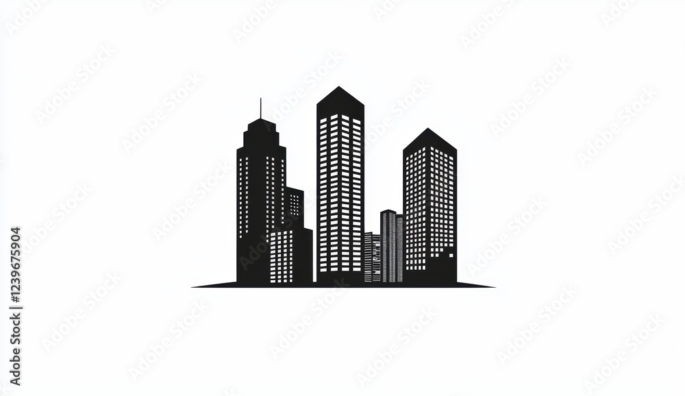 Fototapeta premium Vector icon of skyscrapers for real estate logo design, vector illustration on a white background