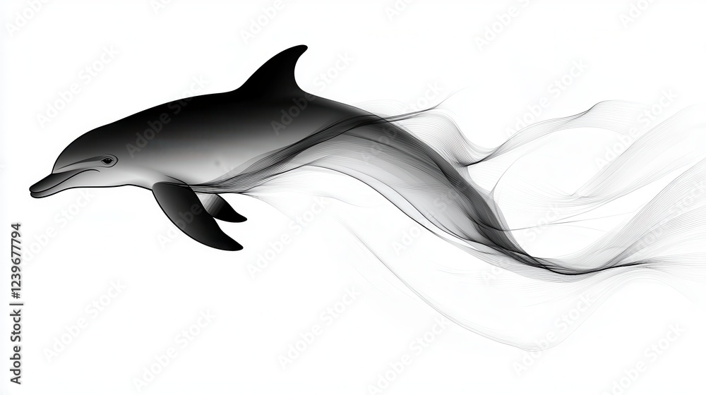 Dolphin Leaping Through Abstract Waves Dolphin Leaping Through Abstract Waves