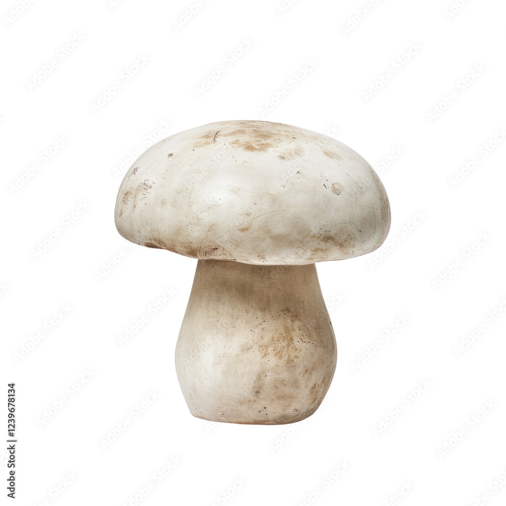 realistic white mushroom with smooth surface and rounded cap, showcasing its natural texture and form. Perfect for culinary or botanical themes realistic white mushroom with smooth surface and rounded cap, showcasing its natural texture and form. Perfect for culinary or botanical themes