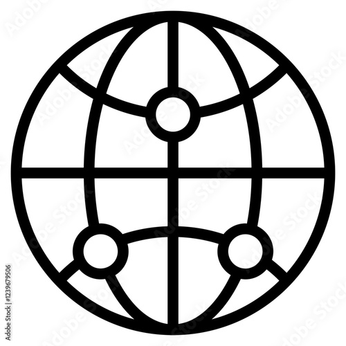 Global Network Icon Detailed global network icon, representing international connections and digital communication.