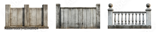 Various architectural wall designs isolated on a transparent background